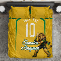 Personalized Jamaica Kingsmen Cricket Lion Bedding Set Royal King Batsman Sports Graphic Art
