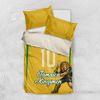 Personalized Jamaica Kingsmen Cricket Lion Bedding Set Royal King Batsman Sports Graphic Art