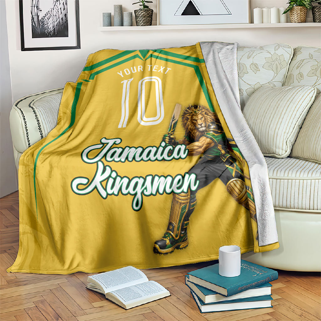 Personalized Jamaica Kingsmen Cricket Lion Blanket Royal King Batsman Sports Graphic Art