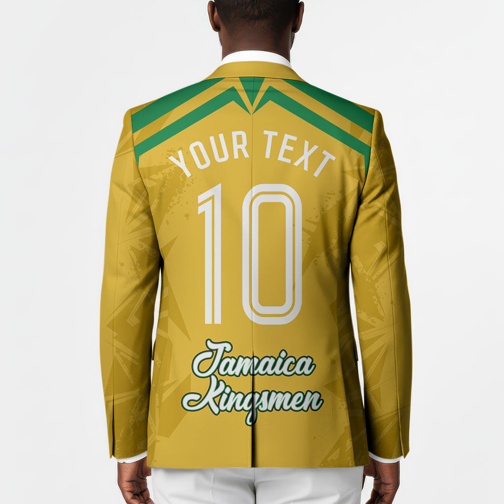 Personalized Jamaica Kingsmen Cricket Lion Blazer Royal King Batsman Sports Graphic Art