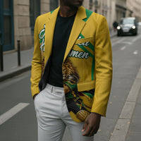 Personalized Jamaica Kingsmen Cricket Lion Blazer Royal King Batsman Sports Graphic Art