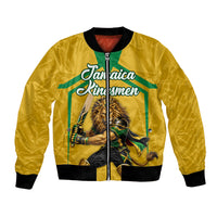 Personalized Jamaica Kingsmen Cricket Lion Bomber Jacket Royal King Batsman Sports Graphic Art