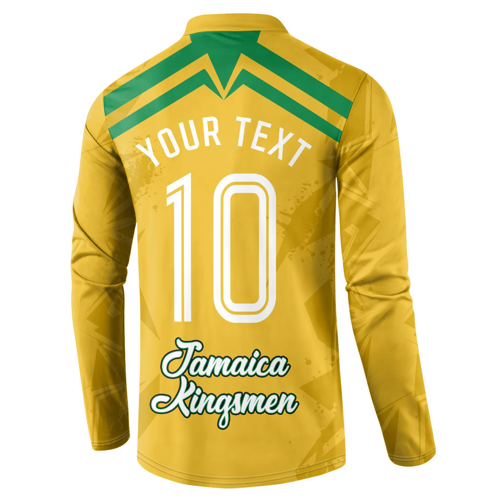 Personalized Jamaica Kingsmen Cricket Lion Button Sweatshirt Royal King Batsman Sports Graphic Art