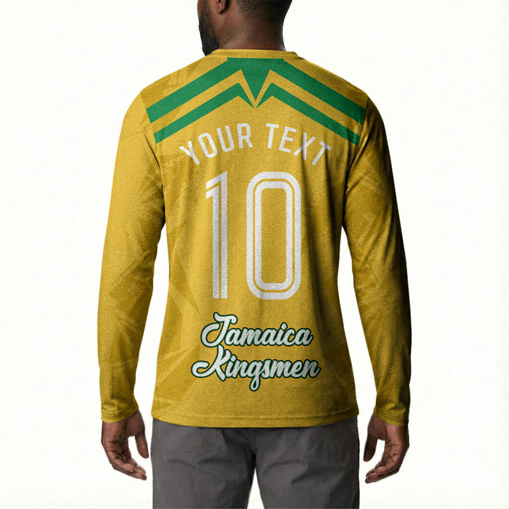 Personalized Jamaica Kingsmen Cricket Lion Button Sweatshirt Royal King Batsman Sports Graphic Art