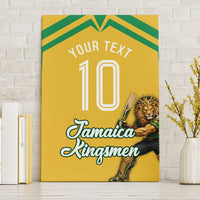 Personalized Jamaica Kingsmen Cricket Lion Canvas Wall Art Royal King Batsman Sports Graphic Art