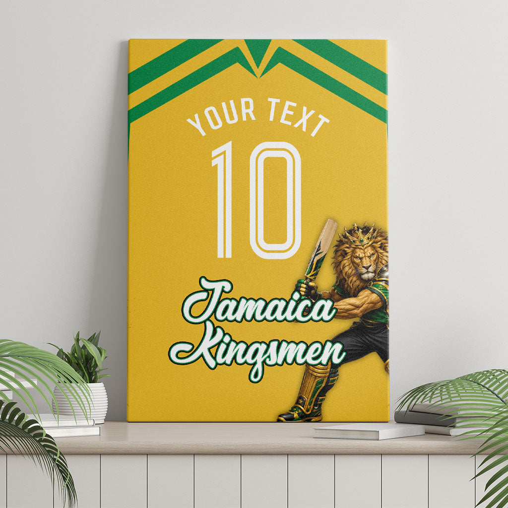 Personalized Jamaica Kingsmen Cricket Lion Canvas Wall Art Royal King Batsman Sports Graphic Art