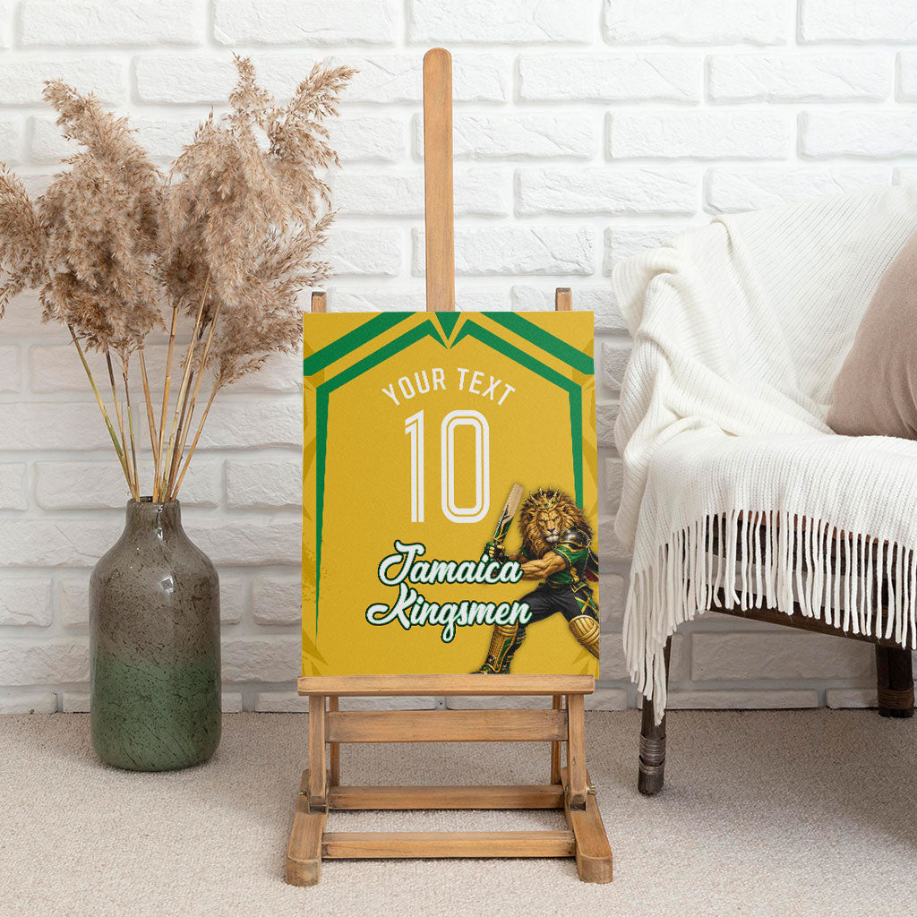 Personalized Jamaica Kingsmen Cricket Lion Canvas Wall Art Royal King Batsman Sports Graphic Art