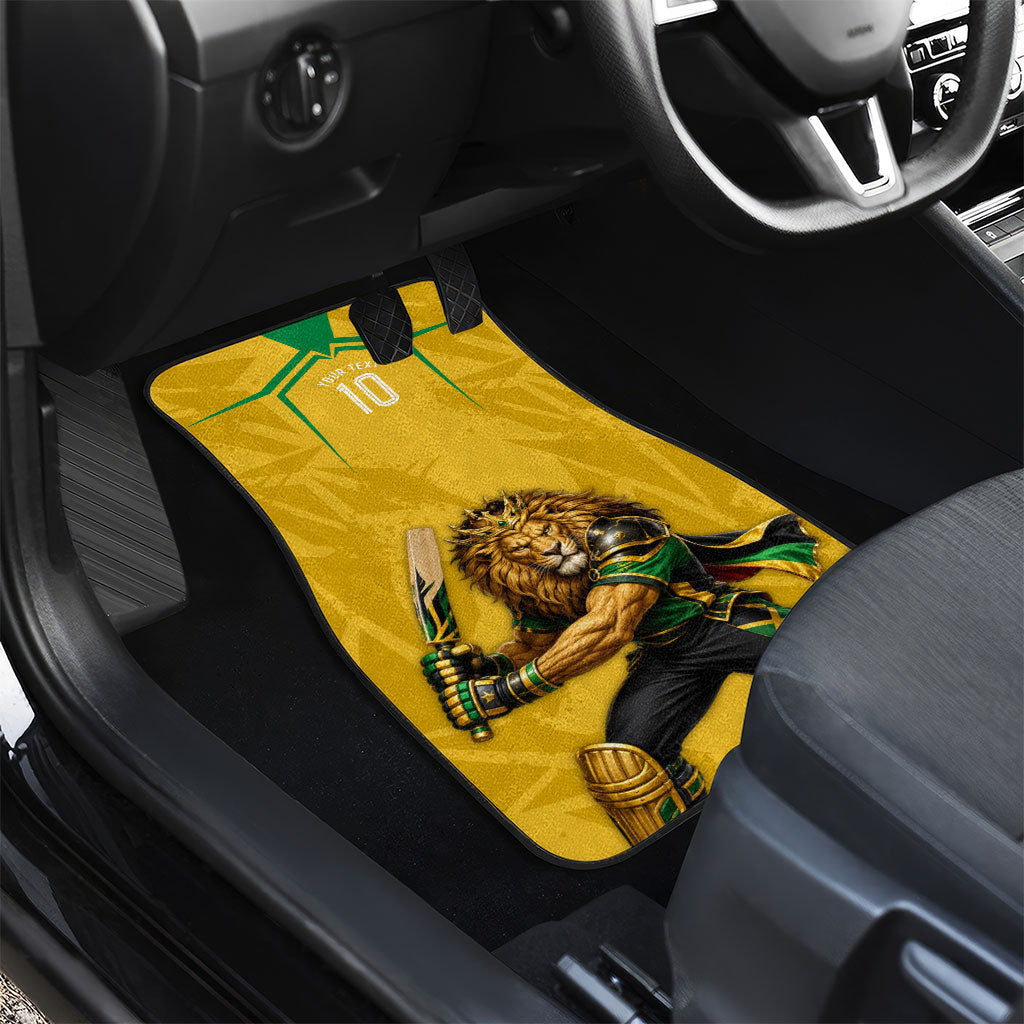 Personalized Jamaica Kingsmen Cricket Lion Car Mats Royal King Batsman Sports Graphic Art