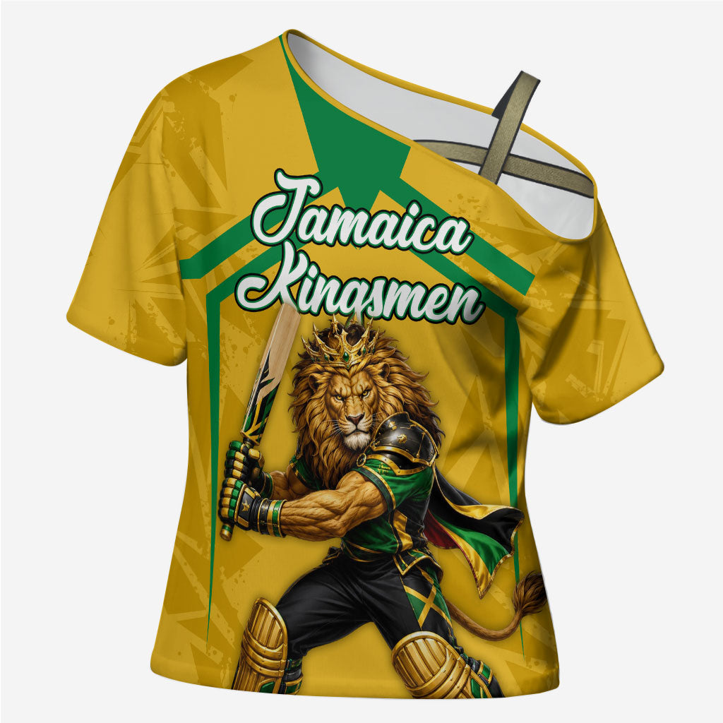 Personalized Jamaica Kingsmen Cricket Lion Cross Shoulder Shirt Royal King Batsman Sports Graphic Art