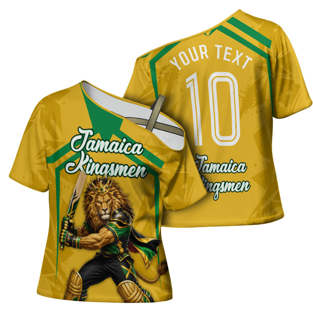 Personalized Jamaica Kingsmen Cricket Lion Cross Shoulder Shirt Royal King Batsman Sports Graphic Art