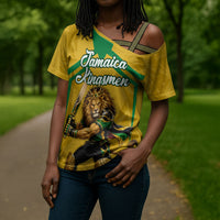Personalized Jamaica Kingsmen Cricket Lion Cross Shoulder Shirt Royal King Batsman Sports Graphic Art