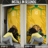 Personalized Jamaica Kingsmen Cricket Lion Door Cover Royal King Batsman Sports Graphic Art