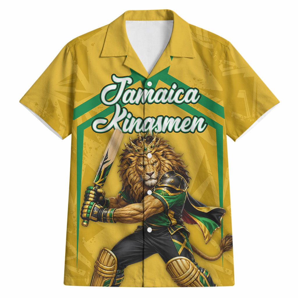 Personalized Jamaica Kingsmen Cricket Lion Hawaiian Shirt Royal King Batsman Sports Graphic Art