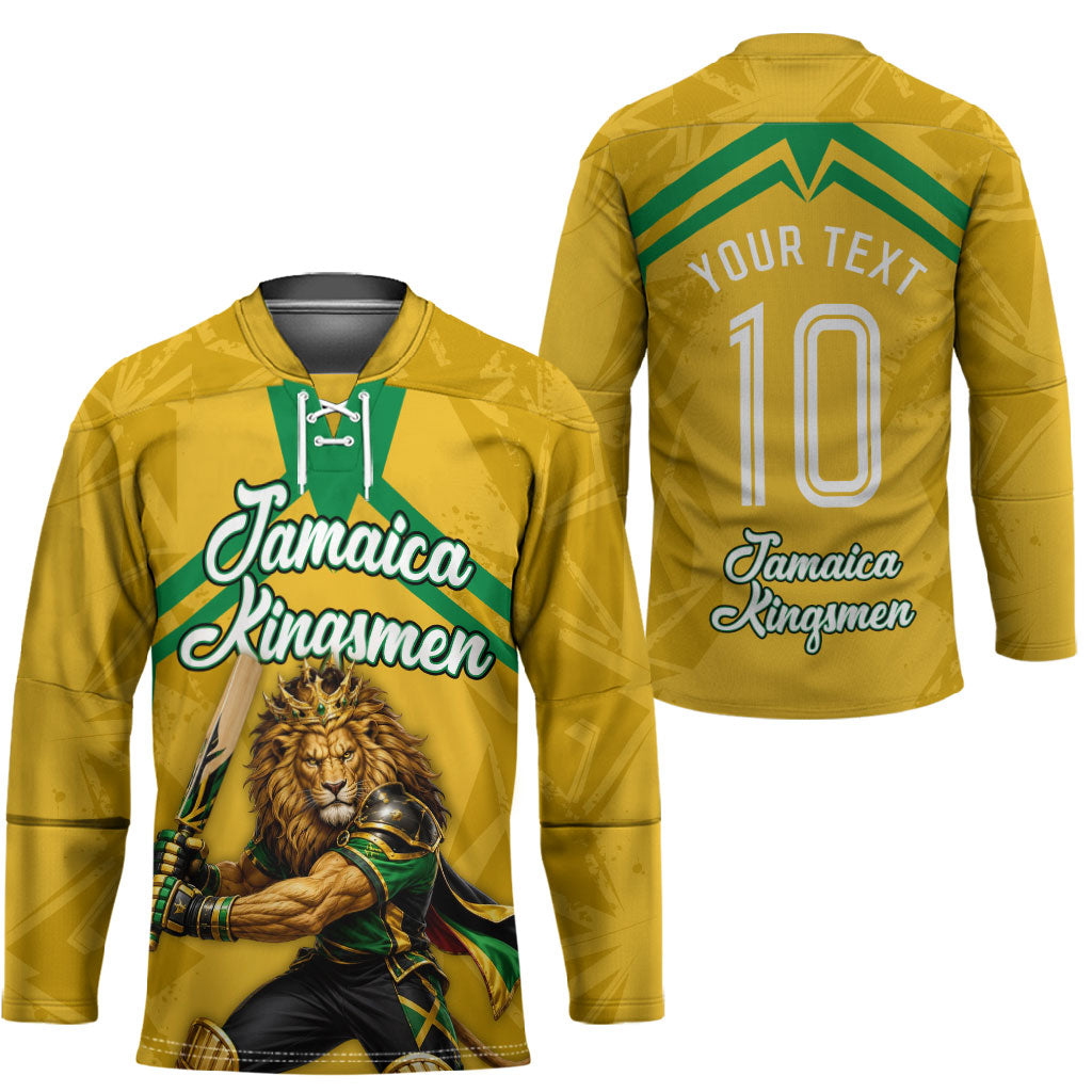 Personalized Jamaica Kingsmen Cricket Lion Hockey Jersey Royal King Batsman Sports Graphic Art