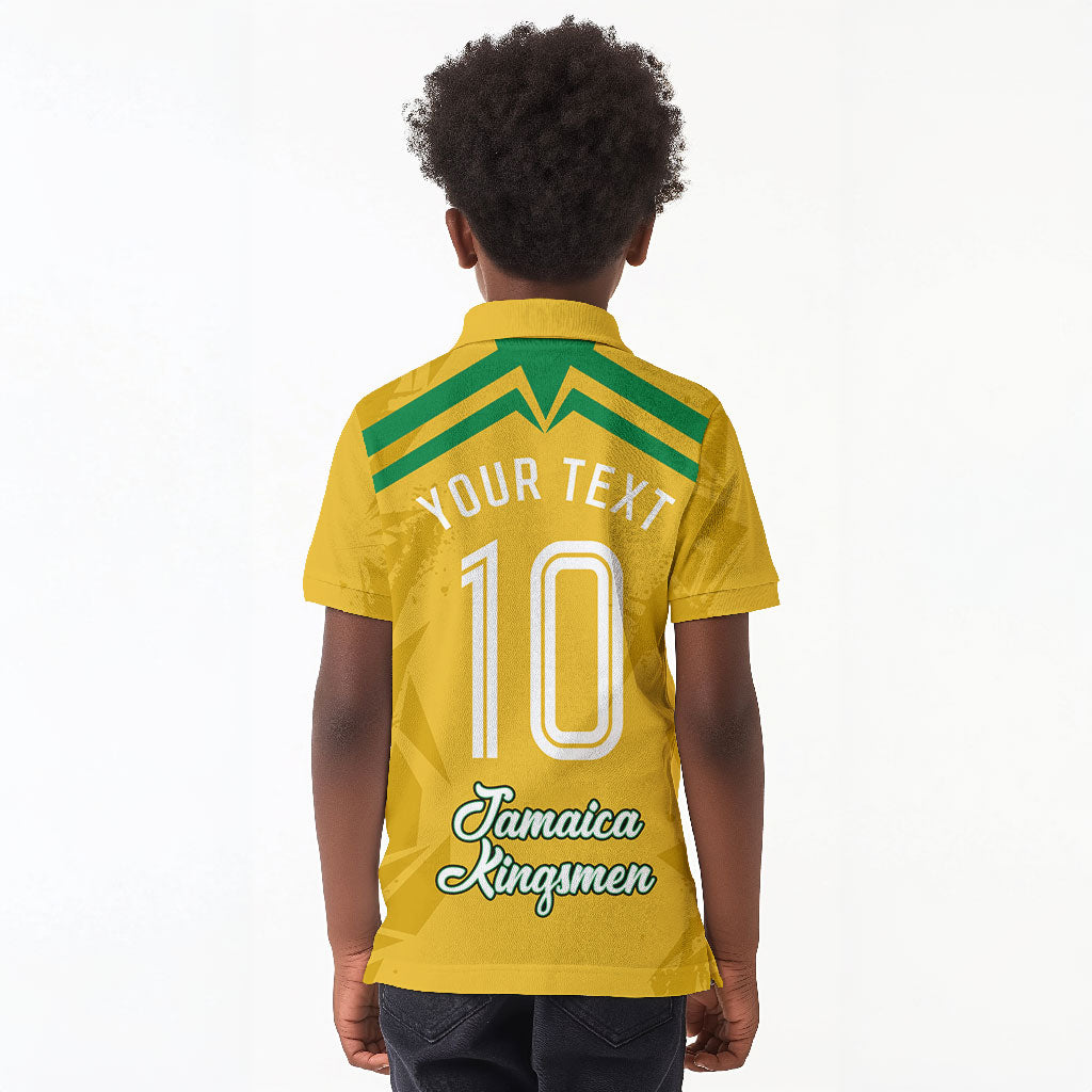 Personalized Jamaica Kingsmen Cricket Lion Kid Polo Shirt Royal King Batsman Sports Graphic Art