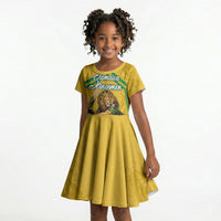 Personalized Jamaica Kingsmen Cricket Lion Kid Short Sleeve Dress Royal King Batsman Sports Graphic Art