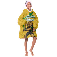 Personalized Jamaica Kingsmen Cricket Lion Kid Wearable Blanket Hoodie Royal King Batsman Sports Graphic Art