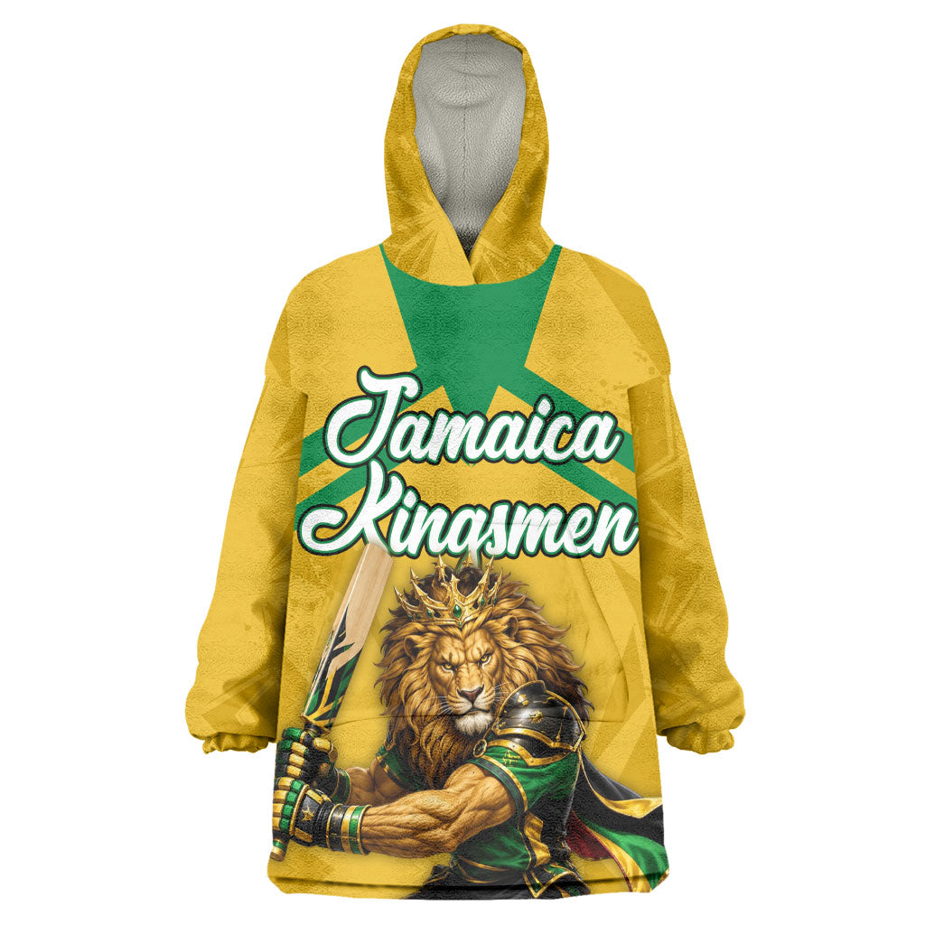 Personalized Jamaica Kingsmen Cricket Lion Kid Wearable Blanket Hoodie Royal King Batsman Sports Graphic Art