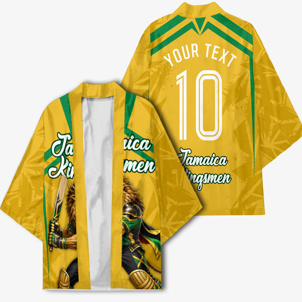 Personalized Jamaica Kingsmen Cricket Lion Kimono Royal King Batsman Sports Graphic Art