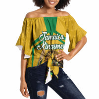 Personalized Jamaica Kingsmen Cricket Lion Off Shoulder Wrap Waist Top Royal King Batsman Sports Graphic Art