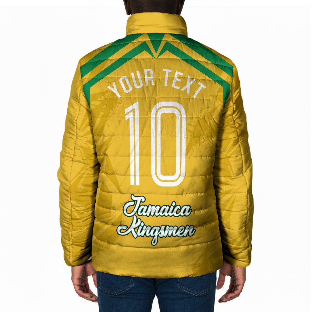 Personalized Jamaica Kingsmen Cricket Lion Padded Jacket Royal King Batsman Sports Graphic Art