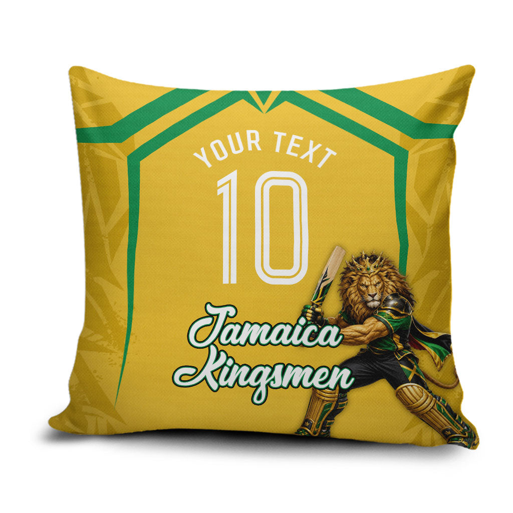Personalized Jamaica Kingsmen Cricket Lion Pillow Cover Royal King Batsman Sports Graphic Art
