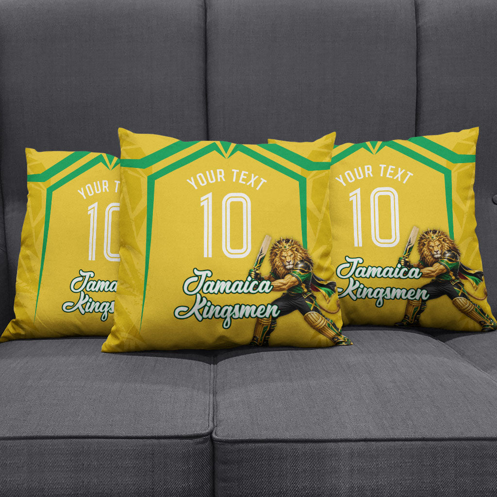 Personalized Jamaica Kingsmen Cricket Lion Pillow Cover Royal King Batsman Sports Graphic Art