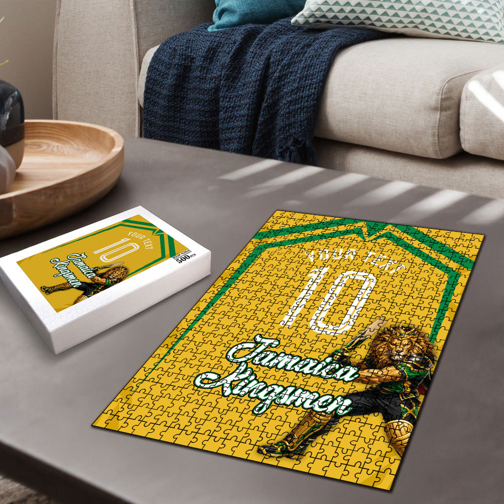 Personalized Jamaica Kingsmen Cricket Lion Puzzle Royal King Batsman Sports Graphic Art