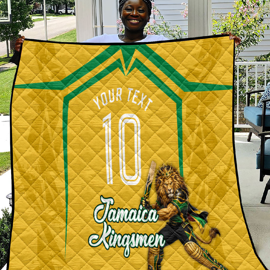Personalized Jamaica Kingsmen Cricket Lion Quilt Royal King Batsman Sports Graphic Art