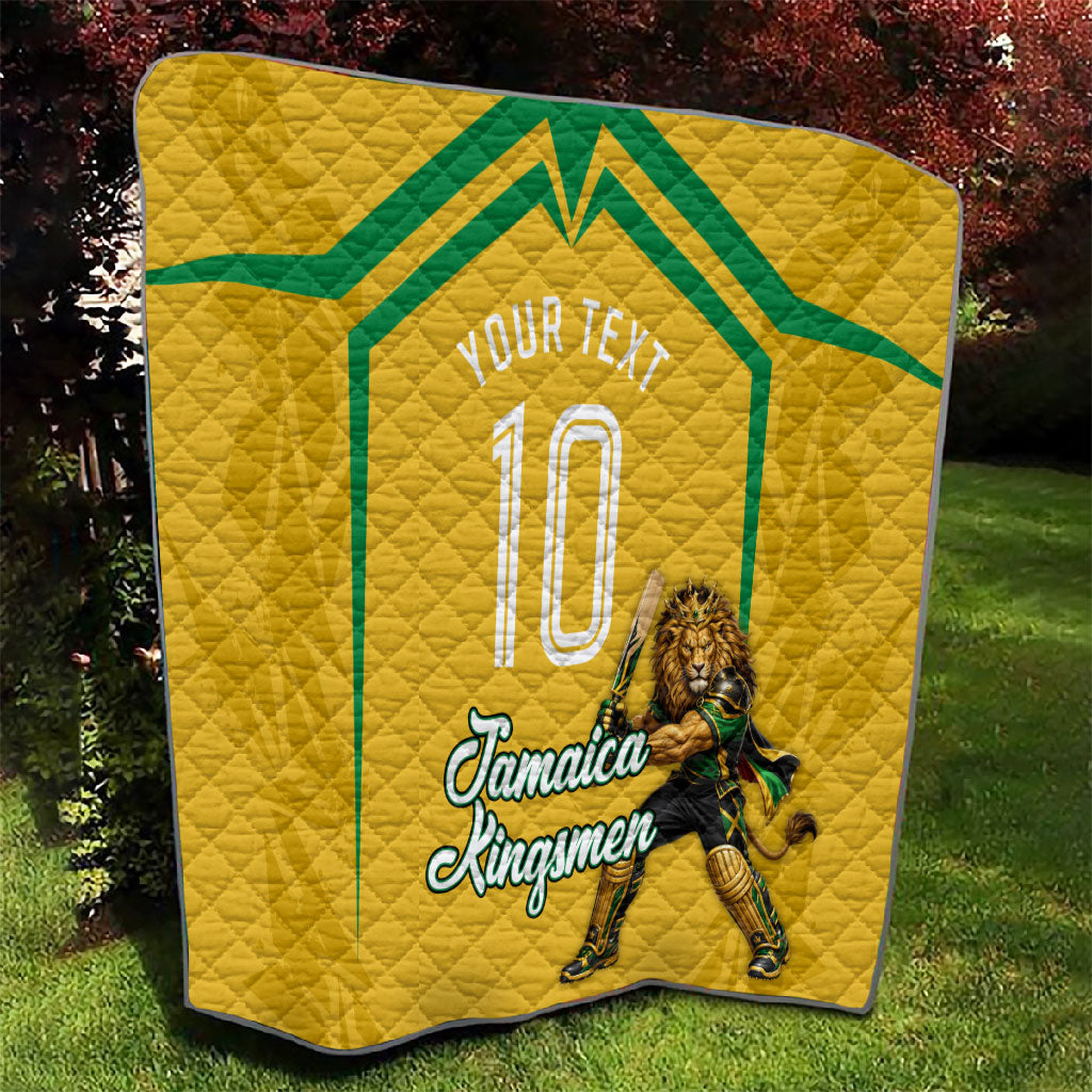 Personalized Jamaica Kingsmen Cricket Lion Quilt Royal King Batsman Sports Graphic Art