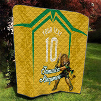 Personalized Jamaica Kingsmen Cricket Lion Quilt Royal King Batsman Sports Graphic Art