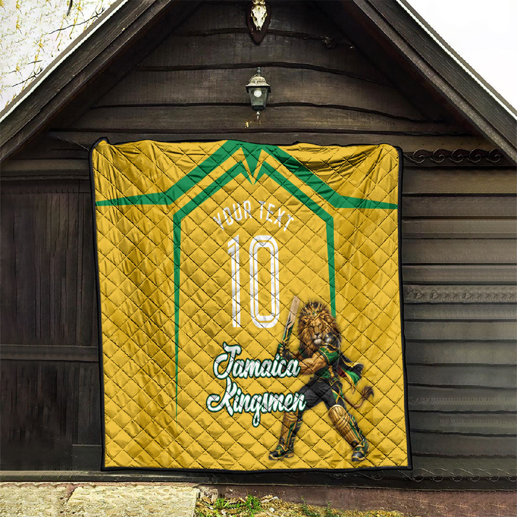 Personalized Jamaica Kingsmen Cricket Lion Quilt Royal King Batsman Sports Graphic Art