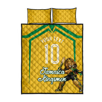 Personalized Jamaica Kingsmen Cricket Lion Quilt Bed Set Royal King Batsman Sports Graphic Art