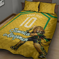 Personalized Jamaica Kingsmen Cricket Lion Quilt Bed Set Royal King Batsman Sports Graphic Art