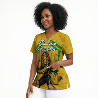Personalized Jamaica Kingsmen Cricket Lion Scrub Top Royal King Batsman Sports Graphic Art
