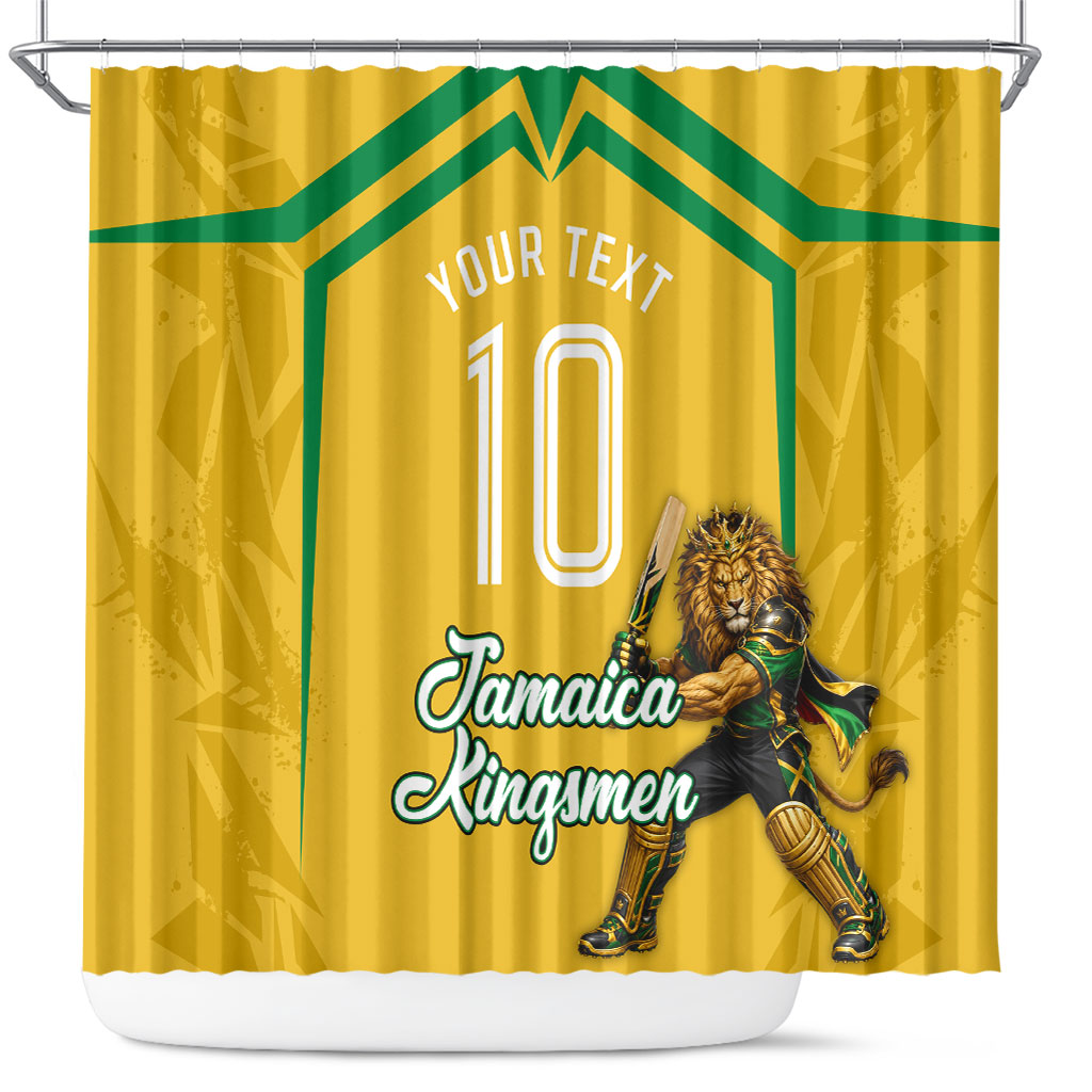 Personalized Jamaica Kingsmen Cricket Lion Shower Curtain Royal King Batsman Sports Graphic Art