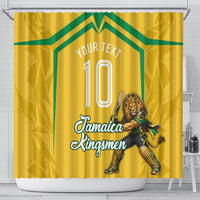 Personalized Jamaica Kingsmen Cricket Lion Shower Curtain Royal King Batsman Sports Graphic Art