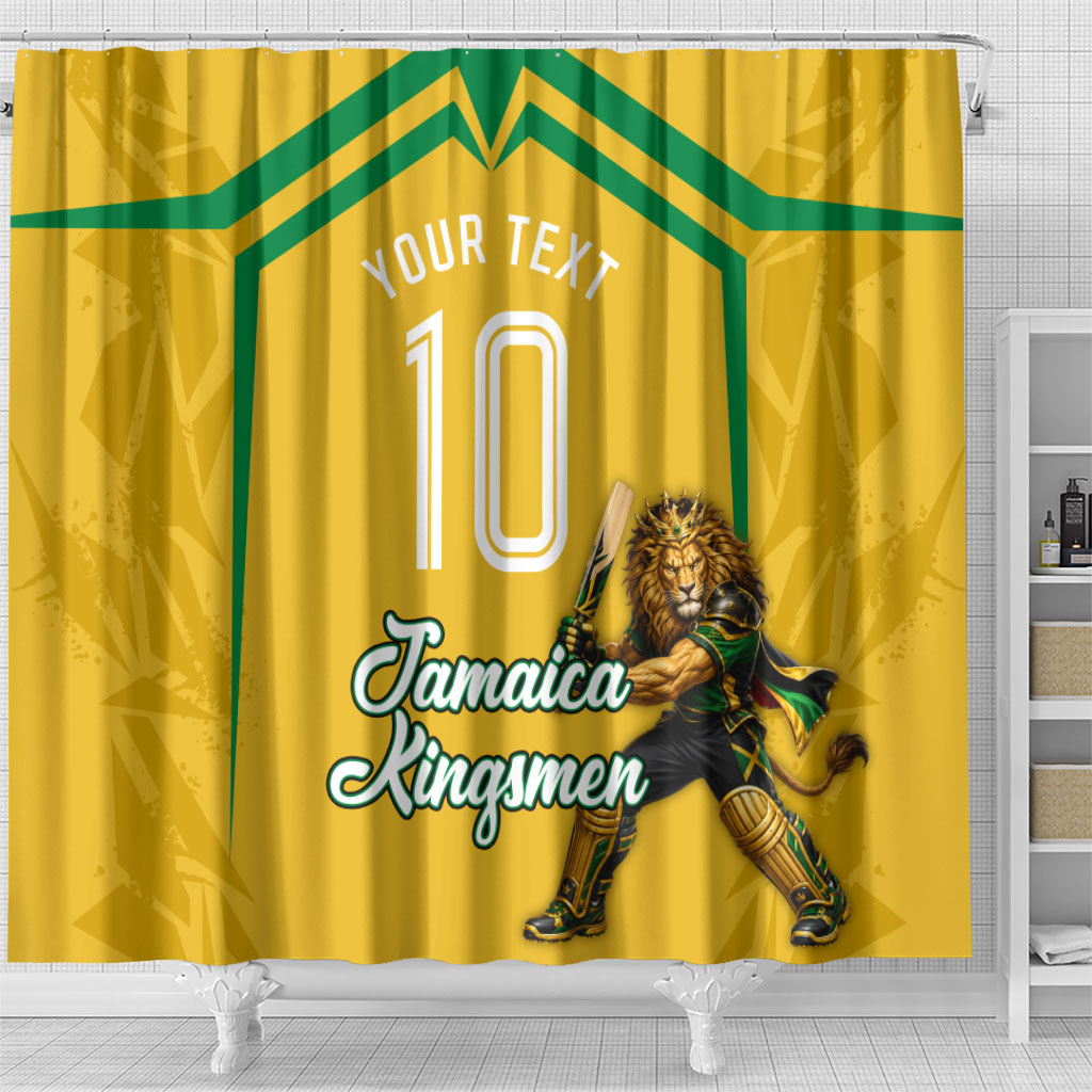 Personalized Jamaica Kingsmen Cricket Lion Shower Curtain Royal King Batsman Sports Graphic Art
