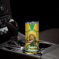 Personalized Jamaica Kingsmen Cricket Lion Skinny Tumbler Royal King Batsman Sports Graphic Art