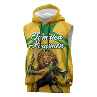 Personalized Jamaica Kingsmen Cricket Lion Sleeveless Hoodie Royal King Batsman Sports Graphic Art