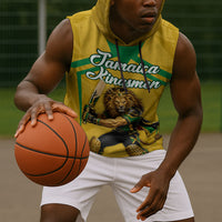 Personalized Jamaica Kingsmen Cricket Lion Sleeveless Hoodie Royal King Batsman Sports Graphic Art