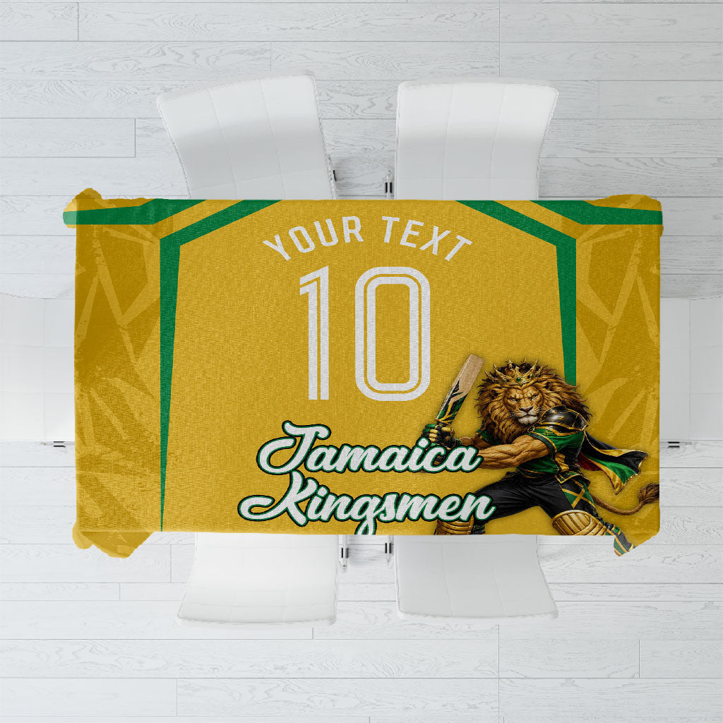 Personalized Jamaica Kingsmen Cricket Lion Tablecloth Royal King Batsman Sports Graphic Art