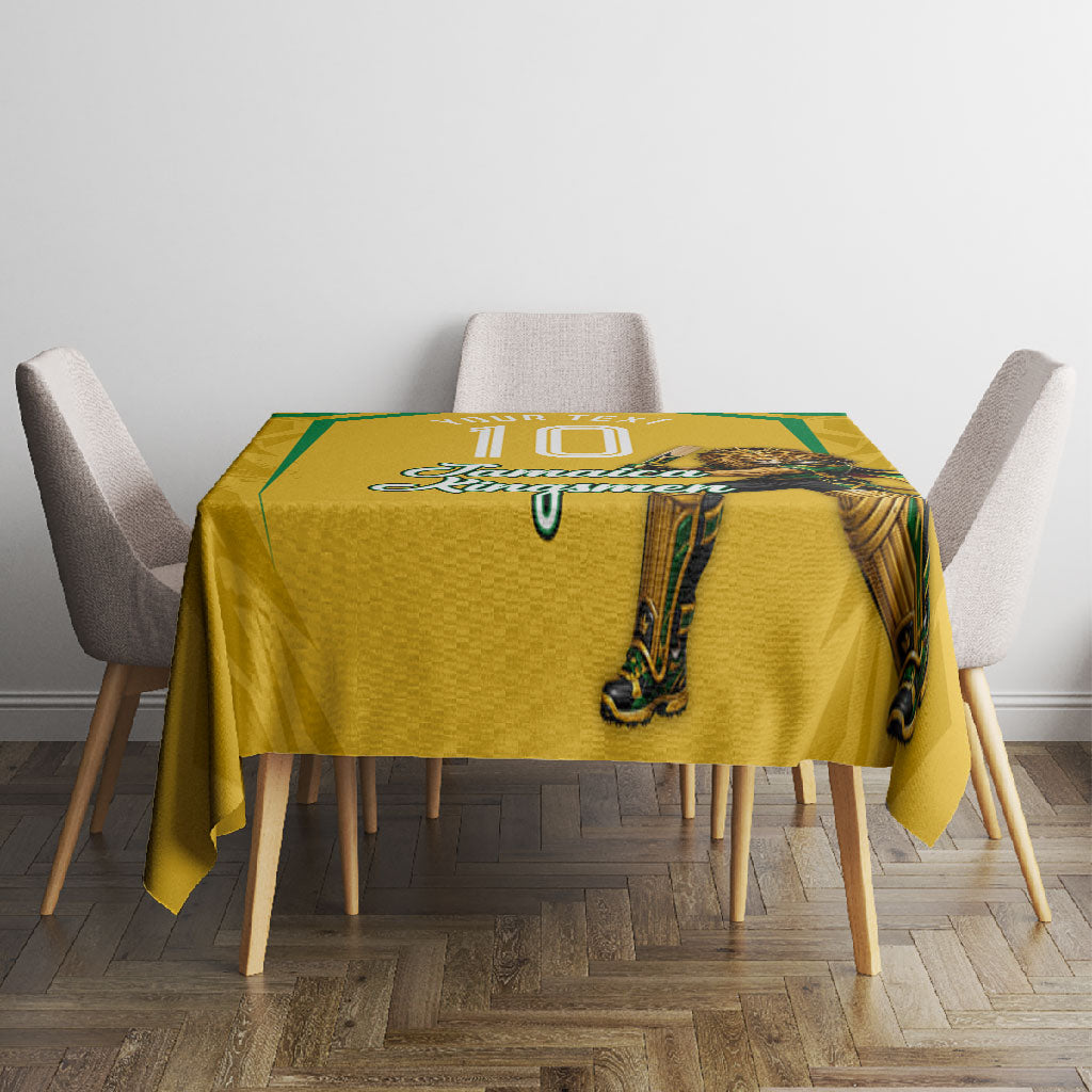 Personalized Jamaica Kingsmen Cricket Lion Tablecloth Royal King Batsman Sports Graphic Art