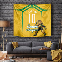 Personalized Jamaica Kingsmen Cricket Lion Tapestry Royal King Batsman Sports Graphic Art