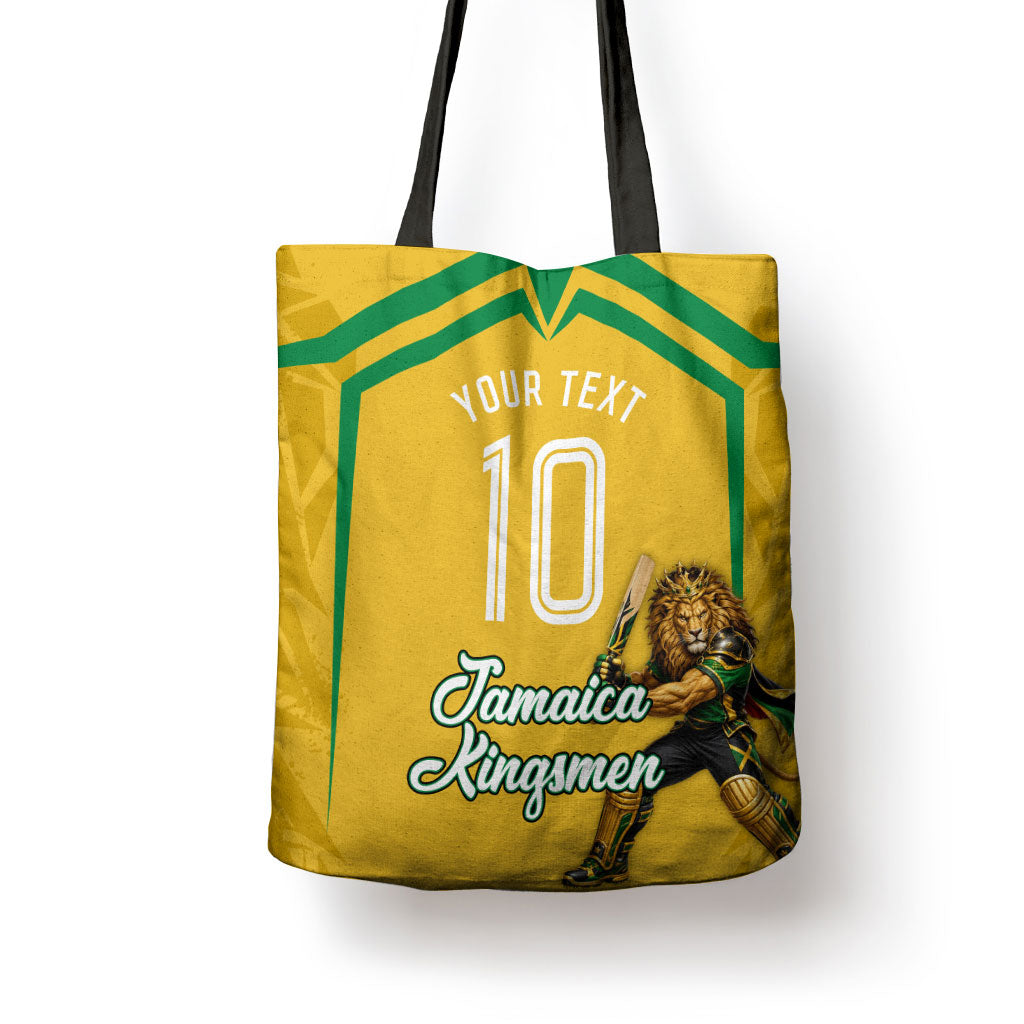Personalized Jamaica Kingsmen Cricket Lion Tote Bag Royal King Batsman Sports Graphic Art