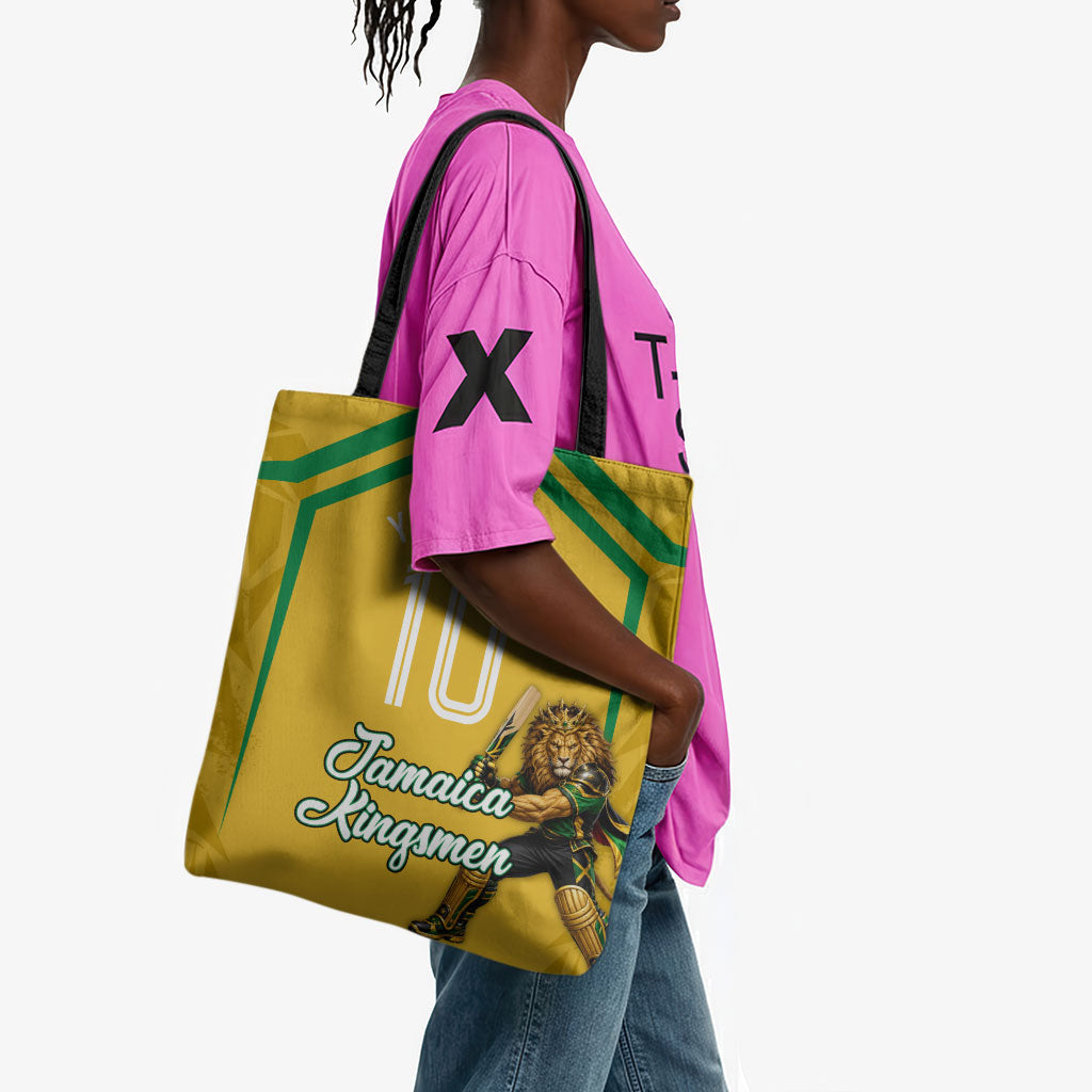 Personalized Jamaica Kingsmen Cricket Lion Tote Bag Royal King Batsman Sports Graphic Art