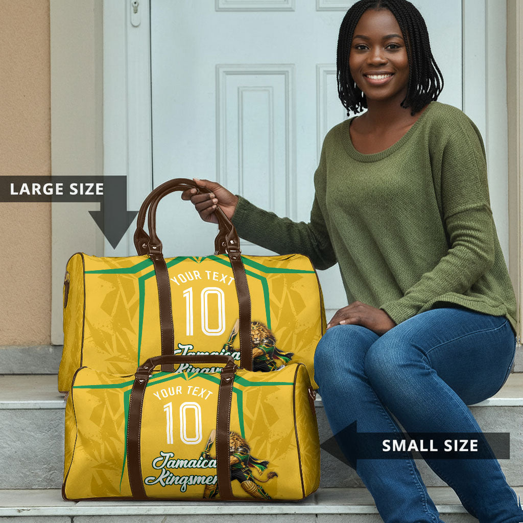 Personalized Jamaica Kingsmen Cricket Lion Travel Bag Royal King Batsman Sports Graphic Art