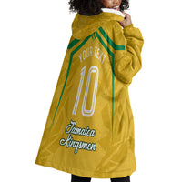 Personalized Jamaica Kingsmen Cricket Lion Wearable Blanket Hoodie Royal King Batsman Sports Graphic Art