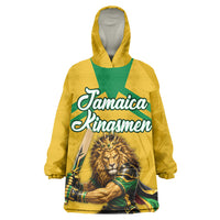 Personalized Jamaica Kingsmen Cricket Lion Wearable Blanket Hoodie Royal King Batsman Sports Graphic Art