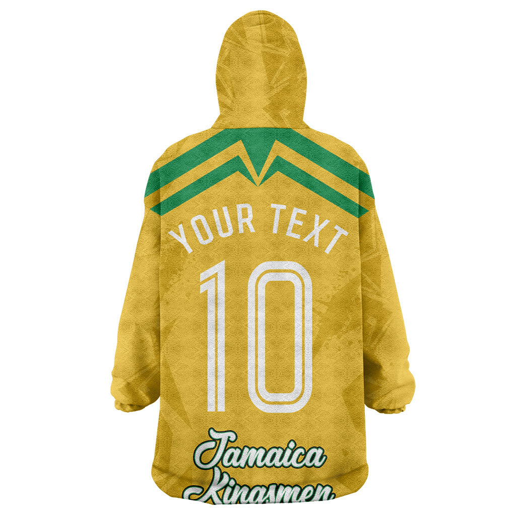 Personalized Jamaica Kingsmen Cricket Lion Wearable Blanket Hoodie Royal King Batsman Sports Graphic Art